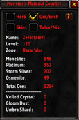 Herb/Ore Material Counter