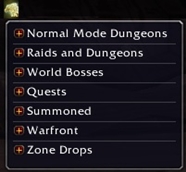 Mount Drop List Mount Drop List